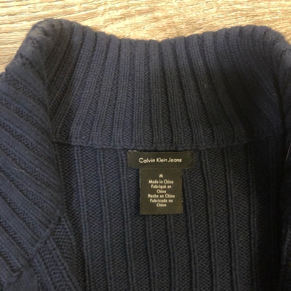 Full zip Calvin Klein blue knit sweater. Size medium - Picture 2 of 2